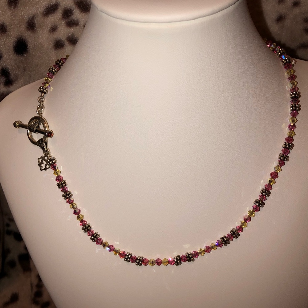 Elyse Ryan pink and yellow Swarovski crystal n/l
